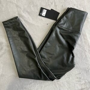 FAUX Leather Elastic Free Super High Waist 7/8 Ankle Legging With Brushed Inside